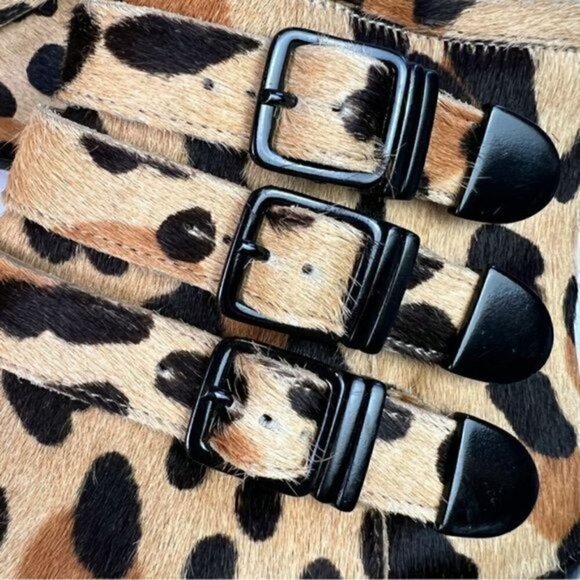 LOEFFLER RANDALL booties womens size 7 Ponyhair Animal Print Lace-Up Ankle - Picture 9 of 15